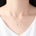 CZ Crystal Silver Freshwater Bread Pearl Pendant Necklaces